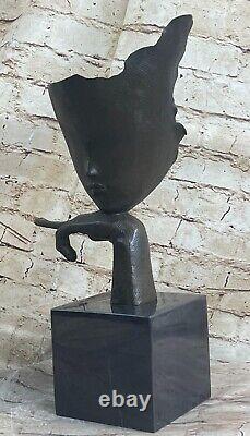 Bronze Sculpture Moderne Abstrait Art Par Dali Portrait De Un Femme Home Bureau