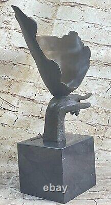 Bronze Sculpture Moderne Abstrait Art Par Dali Portrait De Un Femme Home Bureau