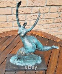 Bronze Sculpture Moderne Art Nues Femme Abstraites Figurine XXL Signer