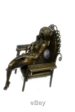 Bronze Sculpture Original Cesaro Chair Nue Érotique Femme Art Statue Figurine