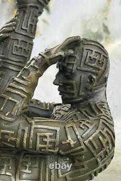Bronze Sculpture Par Dali Surréaliste Abstrait Art Moderne Yoga Homme Figurine