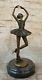 Bronze Sculpture Par Français Artiste Miguel Lopez Danseuse Ballerine Bureau Art