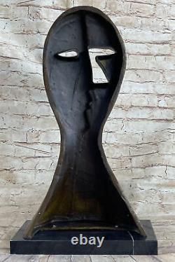 Bronze Sculpture Représentant Deux Visages Masque Par Picasso Art Moderne Cadeau