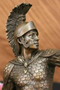 Bronze Sculpture Romain Dieu Guerrier Statue Signé Drouot Figurine Art Déco