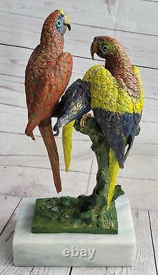 Bronze Sculpture Signée Original Milo 3 Perroquet Oiseau Main Fabriqué Art