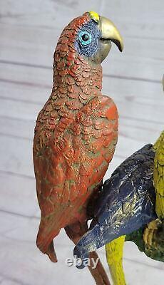 Bronze Sculpture Signée Original Milo 3 Perroquet Oiseau Main Fabriqué Art