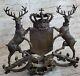 Bronze Sculpture Signée Original Ouvre Art Déco Cerf Royal Crest Sculpture Gif