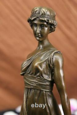 Bronze Sculpture Statue 14 Grand Signée Moreau Romain Maiden Nr Art Cadeau
