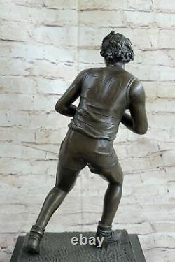 Bronze Sculpture Statue Art Déco 100% Marbre Figurine Rugby Football Joueur Nr