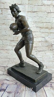 Bronze Sculpture Statue Art Déco 100% Marbre Figurine Rugby Football Lecteur Art