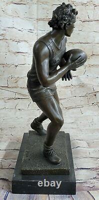 Bronze Sculpture Statue Art Déco 100% Marbre Figurine Rugby Football Lecteur Art