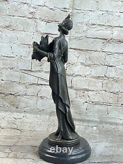Bronze Sculpture Statue Marbre Figurine Fille Buste Femme Romain Sculpture Art