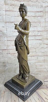 Bronze Sculpture Statue Signée Dalou Superbe Romain Maiden Art Déco Figurine