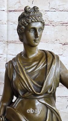 Bronze Sculpture Statue Signée Dalou Superbe Romain Maiden Art Déco Figurine