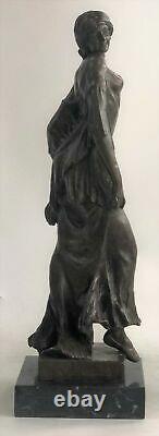 Bronze Sculpture Statue Superbe Style Art Nouveau Sexy Maiden Figurine En