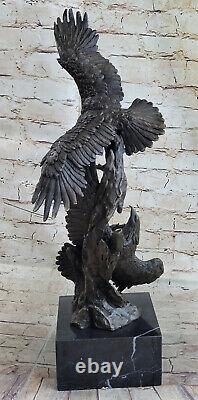 Bronze Sculpture Statue Très Large Original Deux Flying Aigle Marbre Art