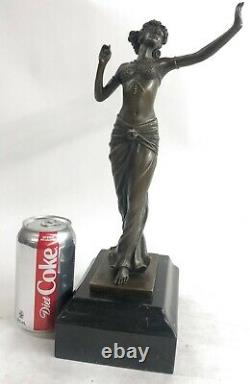 Bronze Sculpture Statue Vienne Autriche Art Déco Nouveau Main Cire Joint Fille