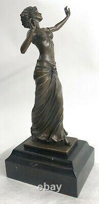 Bronze Sculpture Statue Vienne Autriche Art Déco Nouveau Main Cire Joint Fille