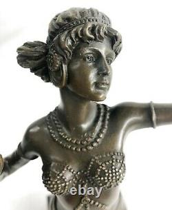 Bronze Sculpture Statue Vienne Autriche Art Déco Nouveau Main Cire Joint Fille