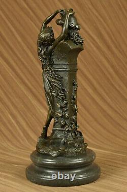 Bronze Sculpture Statue Vintage / De Satyre Avec Nymph Art Déco Érotique