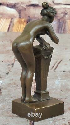Bronze Sculpture Statue Vintage / De Satyre Avec Nymph Art Déco Érotique