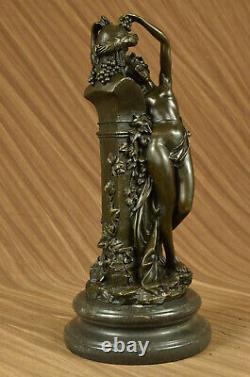 Bronze Sculpture Statue Vintage / De Satyre Avec Nymph Art Déco Érotique