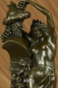 Bronze Sculpture Statue Vintage / De Satyre Avec Nymph Art Déco Érotique