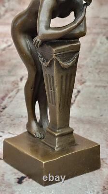 Bronze Sculpture Statue Vintage / De Satyre Avec Nymph Art Déco Érotique