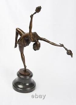 Bronze Sculpture The Flame Leaper Art Déco Femme Torch Dancer Danseuse Feu