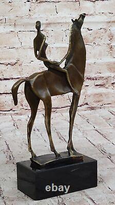 Bronze Sculpture par Dali Surréaliste Abstrait Art Moderne Fille Rider Statue