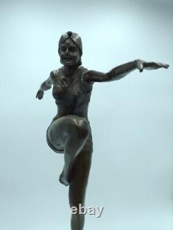 Bronze Signé Phillipe Style Art Déco Danseuse du Feu Con Brio XXème