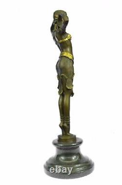Bronze Statue Affaire Signé Demetre Chiparus Élégant Debout Danse Sculpture Art