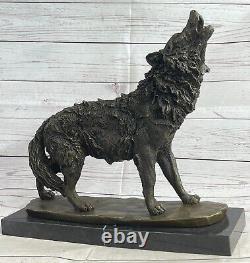 Bronze Statue Loup Mascot Animal Jardin Sculpture Yard Art. Large Taille