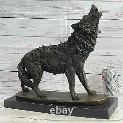 Bronze Statue Loup Mascot Animal Jardin Sculpture Yard Art. Large Taille