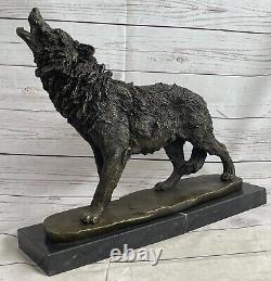 Bronze Statue Loup Mascot Animal Jardin Sculpture Yard Art. Large Taille