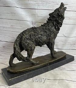 Bronze Statue Loup Mascot Animal Jardin Sculpture Yard Art. Large Taille