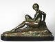 Bronze Xix, Marcel Bouraine 1886/1948, Nue Allongée Vers 1920, Art Déco