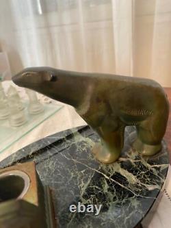 Bronze animalier art déco, sculpture en bronze, pour cet encrier socle en marbre