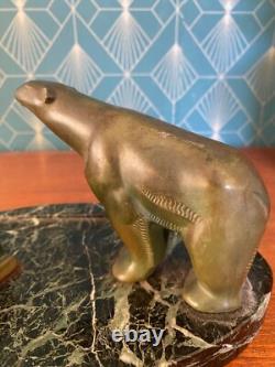 Bronze animalier art déco, sculpture en bronze, pour cet encrier socle en marbre