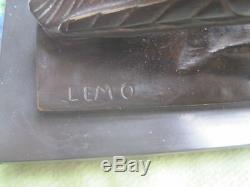 Bronze art déco, deux tourterelles, signé LEMO