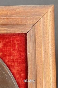 Bronze bas-relief signé Clodion 1773 ancien cadre velours rouge art 21,3x25,8cm