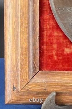 Bronze bas-relief signé Clodion 1773 ancien cadre velours rouge art 21,3x25,8cm