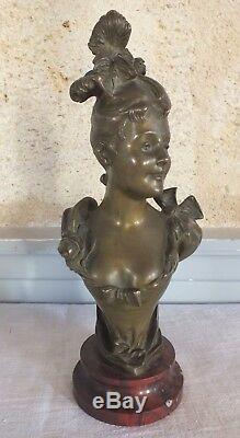 Bronze de Bruyneel femme fleur élégante sculpture art nouveau