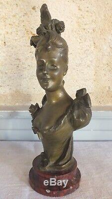 Bronze de Bruyneel femme fleur élégante sculpture art nouveau