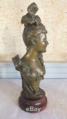 Bronze de Bruyneel femme fleur élégante sculpture art nouveau