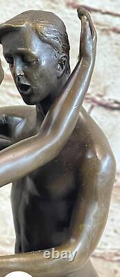 Bronze de Collection Sculpture Statue Gay Art Signé Original Hommes Kissing Nu