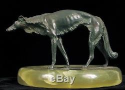 Bruno Zach Barzoï Bronze Sculpture Art Déco Cendrier Autriche Russe Wolfhound