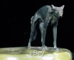 Bruno Zach Barzoï Bronze Sculpture Art Déco Cendrier Autriche Russe Wolfhound