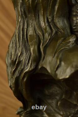 Buste De Chef Indien Bronze Sculpture Statue Authentique Signé Nick Figurine Art