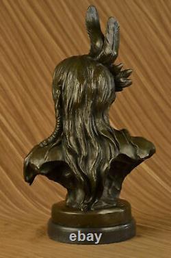 Buste De Chef Indien Bronze Sculpture Statue Authentique Signé Nick Figurine Art